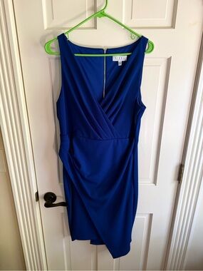 Sleeveless Draped Midi Dress - Cobalt Blue